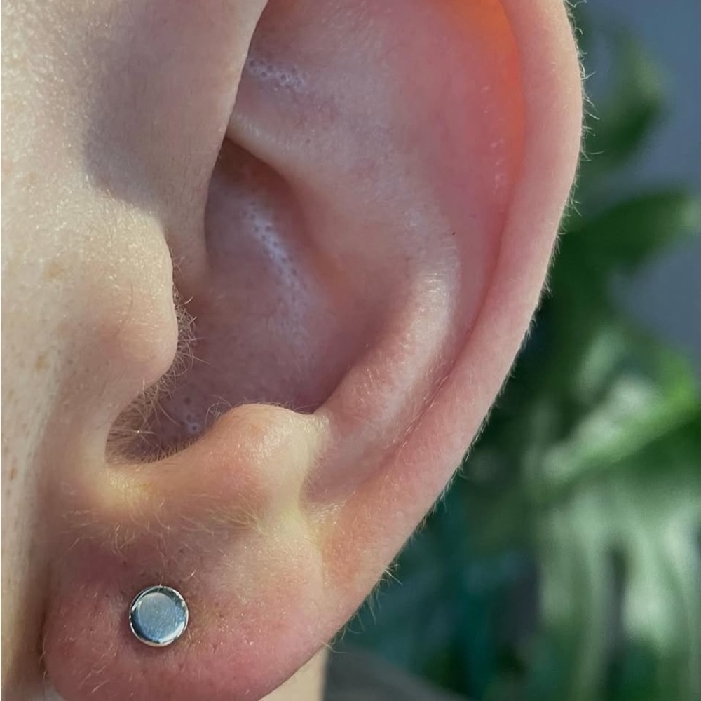 White Gold Flat Stud Earrings for Men